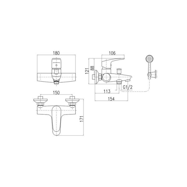 Смеситель для ванны Rav Slezak Amur AM754.5/2 Хром